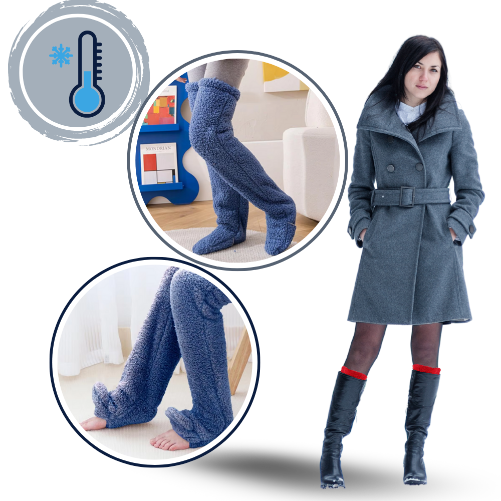 Meias longas e felpudas da marca Segolike, confortáveis e aquecedoras para manter os pés quentinhos e macios.