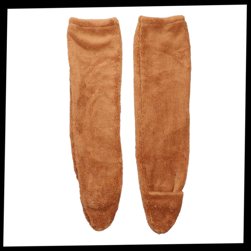 Meias longas e felpudas da marca Segolike, aquecentes, confortáveis e macias para manter os pés quentes.
