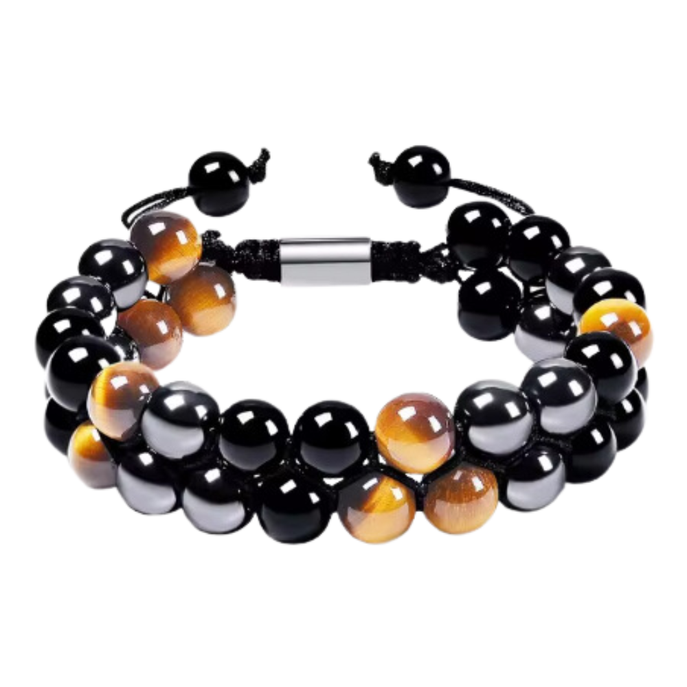 Pulseira de proteção resistente à água, em preto e marrom, da marca ShiNaiOu Keji, para uso diário e proteção.
