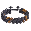 Pulseira de proteção resistente à água da marca ShiNaiOu Keji, design marrom com detalhes de pedra vulcânica.
