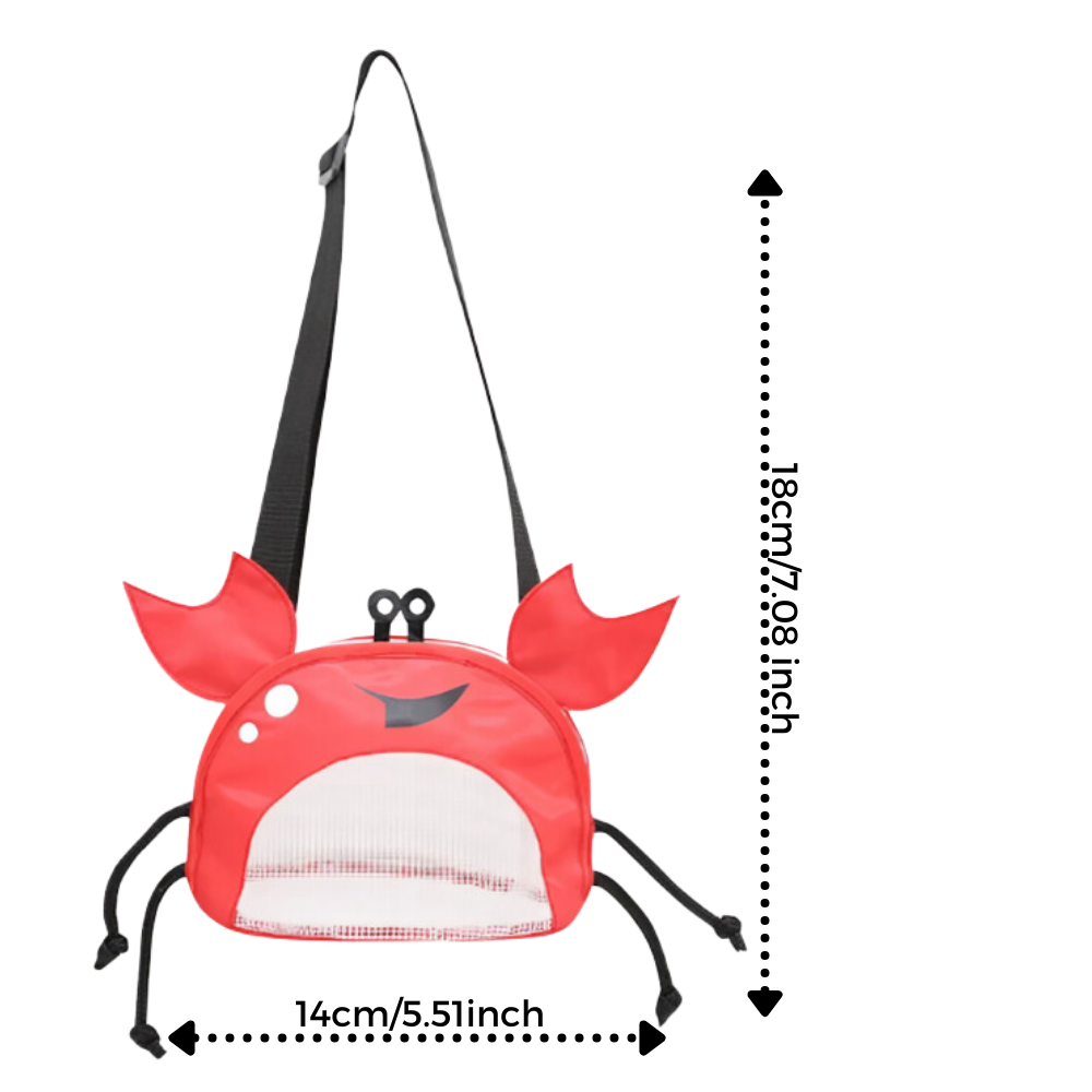 Sac de plage imperméável para criança em forma de caranguejo, brinquedo de areia e praia Hesroicy, com design divertido e funcional.