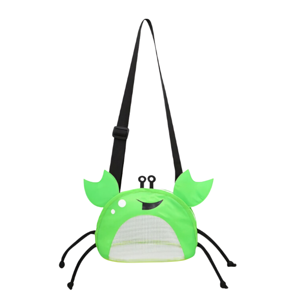 Sac de plage imperméável em formato de caranguejo para criança, brinquedo de areia e praia da marca Hesroicy, verde.