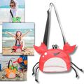 Sac de plage pour crianças em forma de caranguejo, impermeável, ideal para brinquedos de areia e atividades na praia.