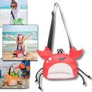 Sac de plage pour crianças em forma de caranguejo, impermeável, ideal para brinquedos de areia e atividades na praia.