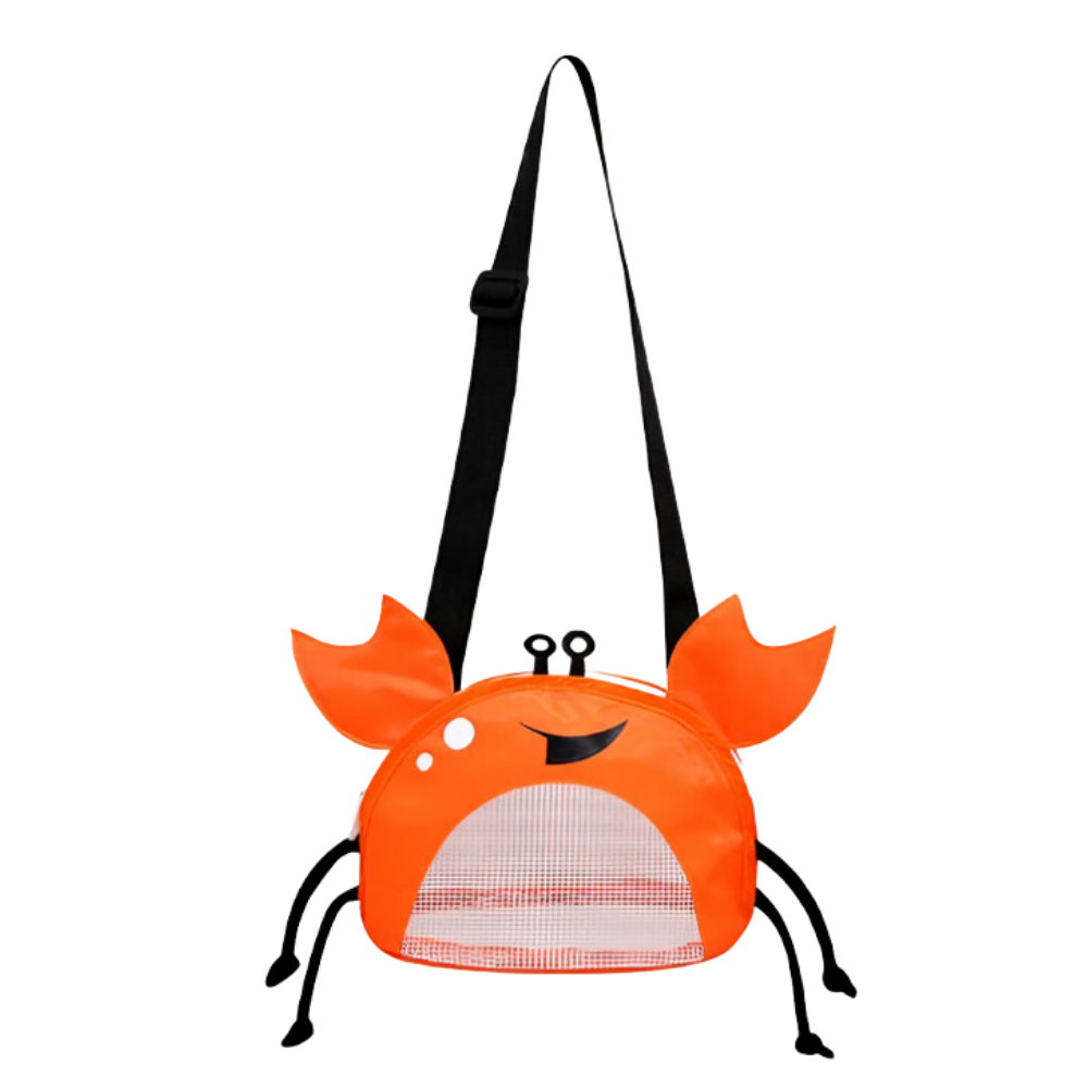 Sac de plage imperméável en forme de crabe pour enfant, jouet de sable et de plage Hesroicy, couleur orange.