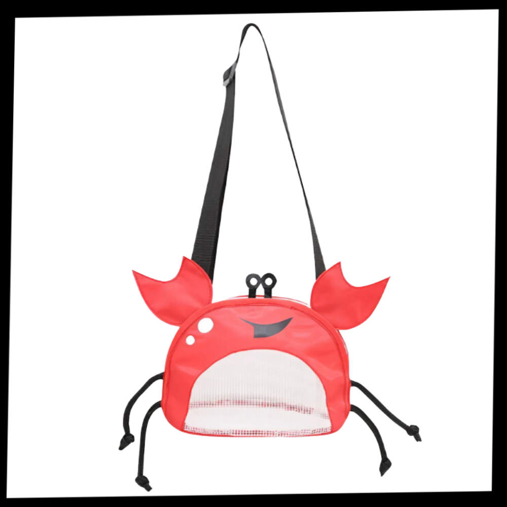 Sac de plage infantil à forme de crabe impermeável Hesroicy, idéal pour jouets de sable et de plage.