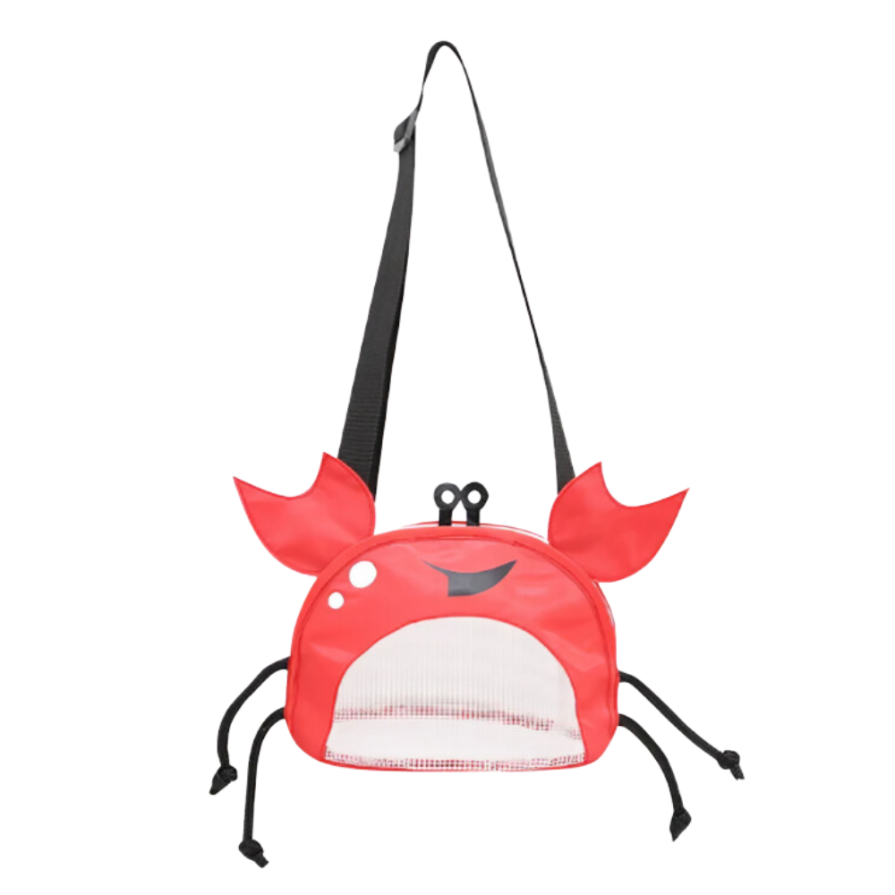 Sac de plage imperméável pour enfant en forme de crabe rose, idéal pour jouets de sable et de plage, de la marque Hesroicy.