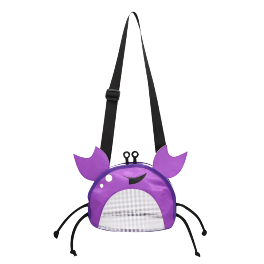 Sac de plage imperméável pour enfant en forme de crabe violet, idéal pour jouer au sable et à la plage, de la marque Hesroicy.
