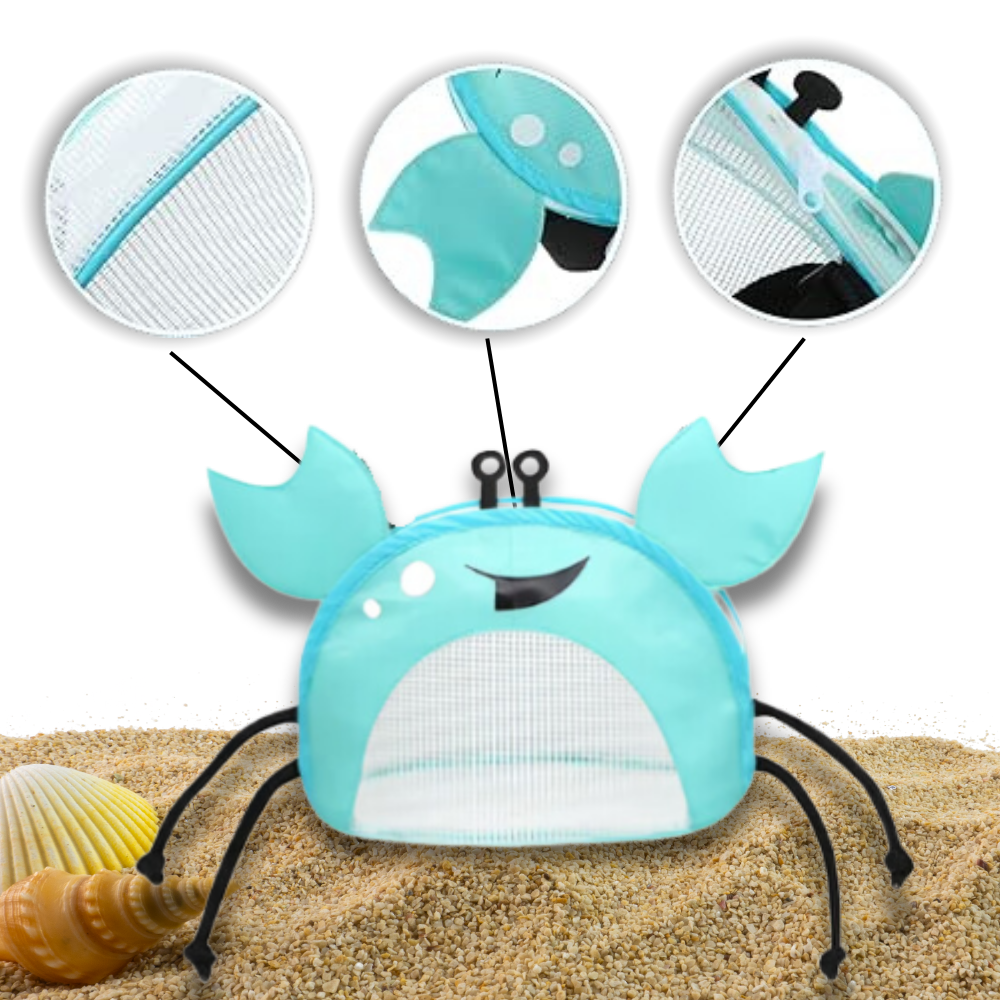 Sac de plage imperméável em forma de caranguejo para criança, da Hesroicy, ideal para brinquedos de areia e atividades na praia.