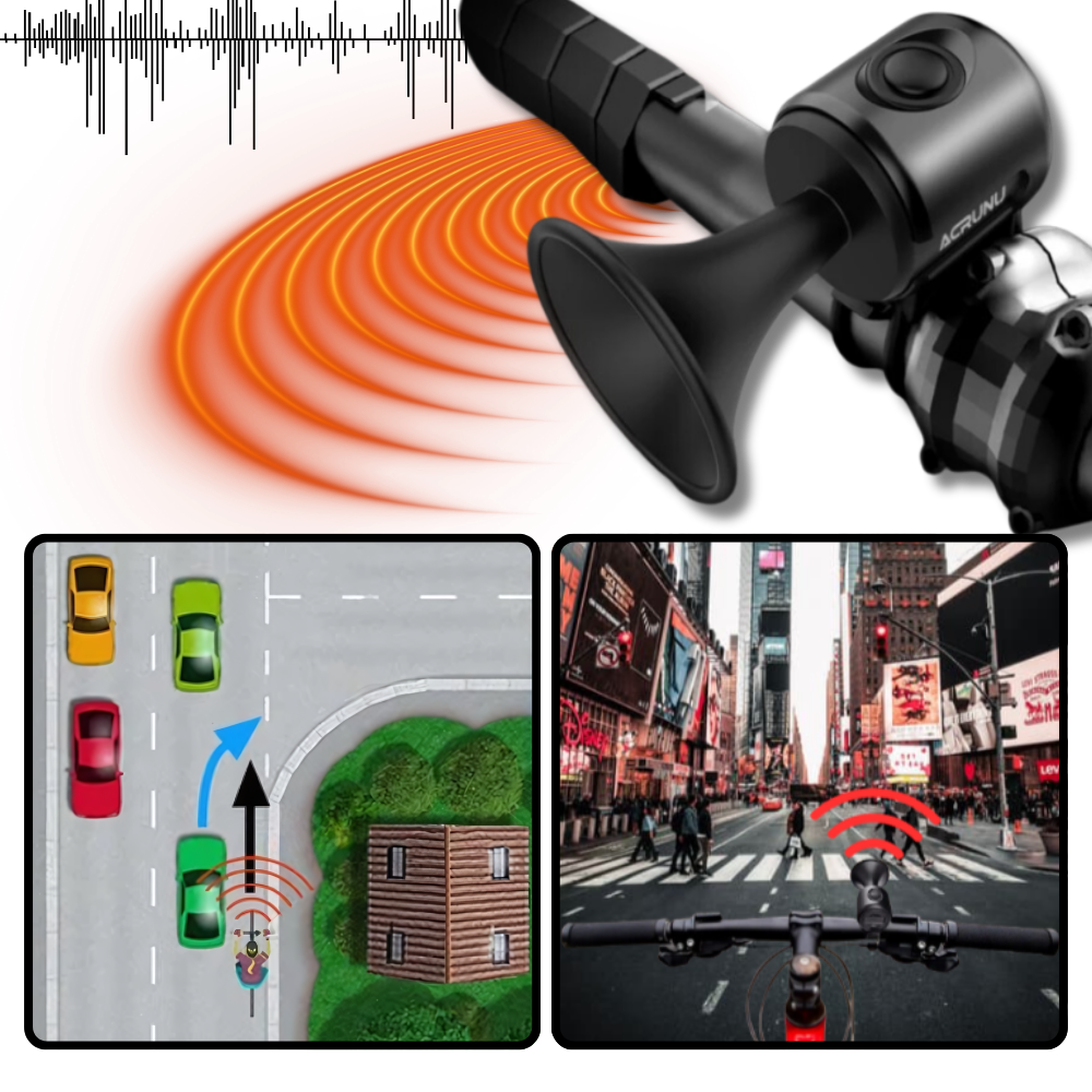 Buzina elétrica para bicicleta Acaigel, resistente à água, com som alto e alerta para ciclismo, visível na imagem.