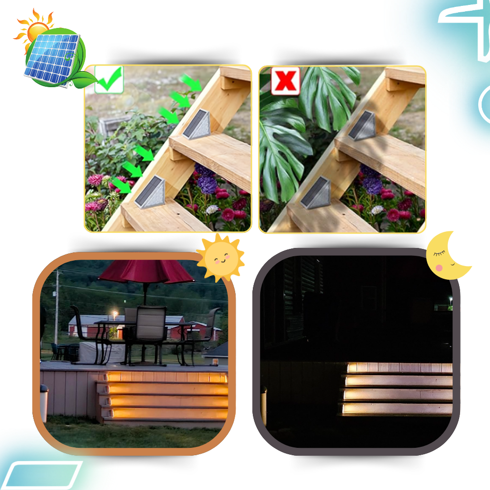 Lâmpadas solares impermeáveis para degraus de escada, iluminação de jardim, marca Yszodd, com luzes brilhantes e resistentes à água