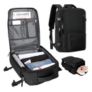 Mochila de viagem à prova d'água da Okeba com porta USB, cor preta, compartimentos para carga e armazenamento seguro