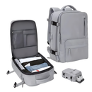 Mochila de viagem à prova d'água da Okeba com carregador USB integrado, cor cinza, para viagens e uso diário.