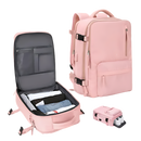 Mochila de viagem impermeável da Okeba com carregador USB, cor rosa, design resistente e ideal para viagens e uso diário.