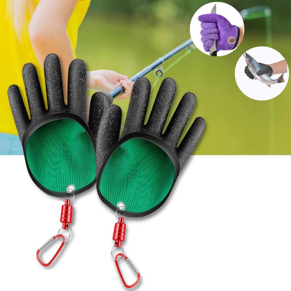 Luva de pesca resistente ao desgaste da marca Fnyoxu, feita para proteger as mãos durante atividades de pesca.