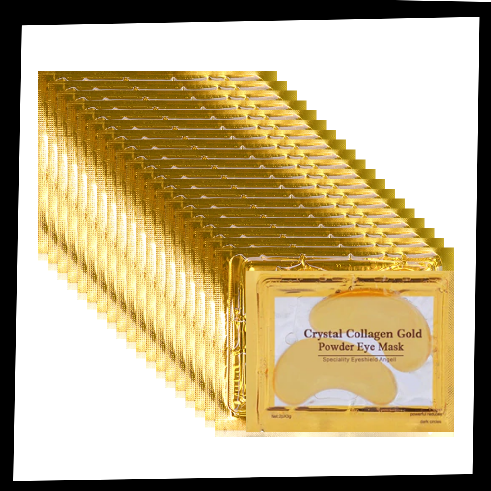 Masque de soin pour les yeux Well-Link avec solution de collagène et or 24 carats, 20 paires de patchs pour revitaliser la peau.