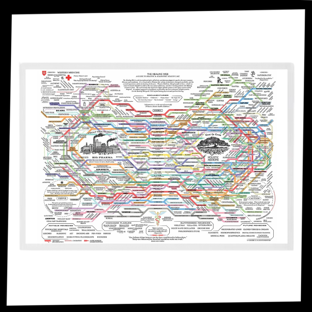 Arte de parede "Web de la guérison" da China, obra de arte para decoração com gráfico de bem-estar e padrões relaxantes.