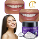 Pó de branqueamento dental Weloille para cuidados bucais com efeito de frescor, apresentado em embalagem branca com detalhes azuis.