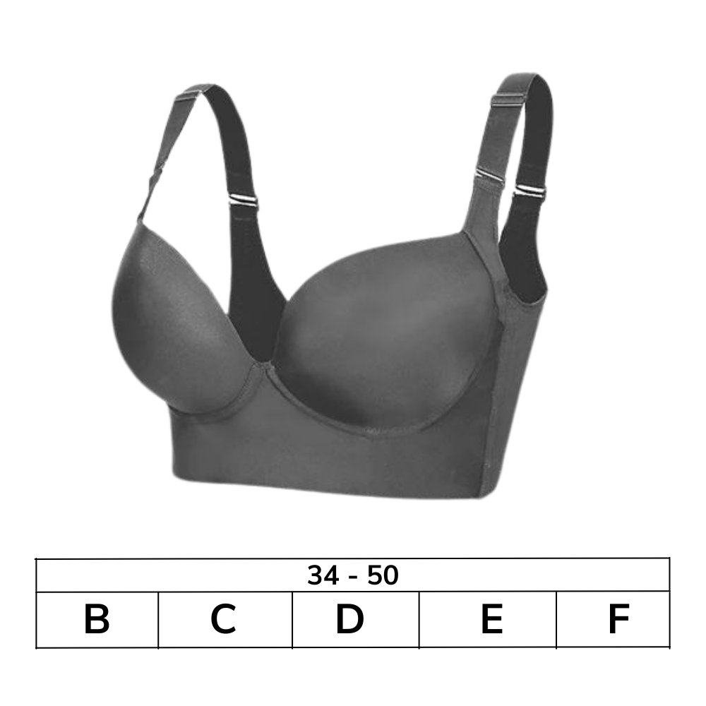 Soutien-gorge push-up Noyal com grandes abas laterais integradas e modeladora, em tecido macio e confortável.