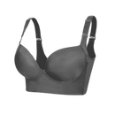 Soutien-gorge push-up Noyal com grandes aletas laterais integradas, tecido cinza, modelador e realça o busto.