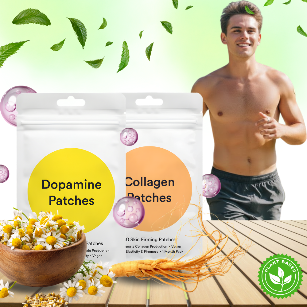 Patchs de bem-estar Wiieey para fitness e nutrição, ultra-absorventes, visíveis na imagem em embalagem com detalhes do produto.