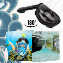 Masque de plongée pour enfants Wildhorn Outfitters avec tuba à vue panoramique 180°, noir, pour sports nautiques.