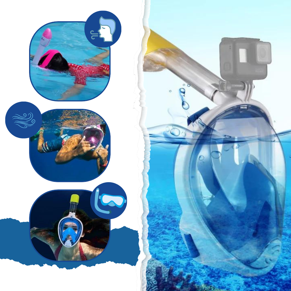 Masque de plongée Wildhorn Outfitters pour enfants avec tuba à vue panoramique 180° en noir, idéal pour sports nautiques.