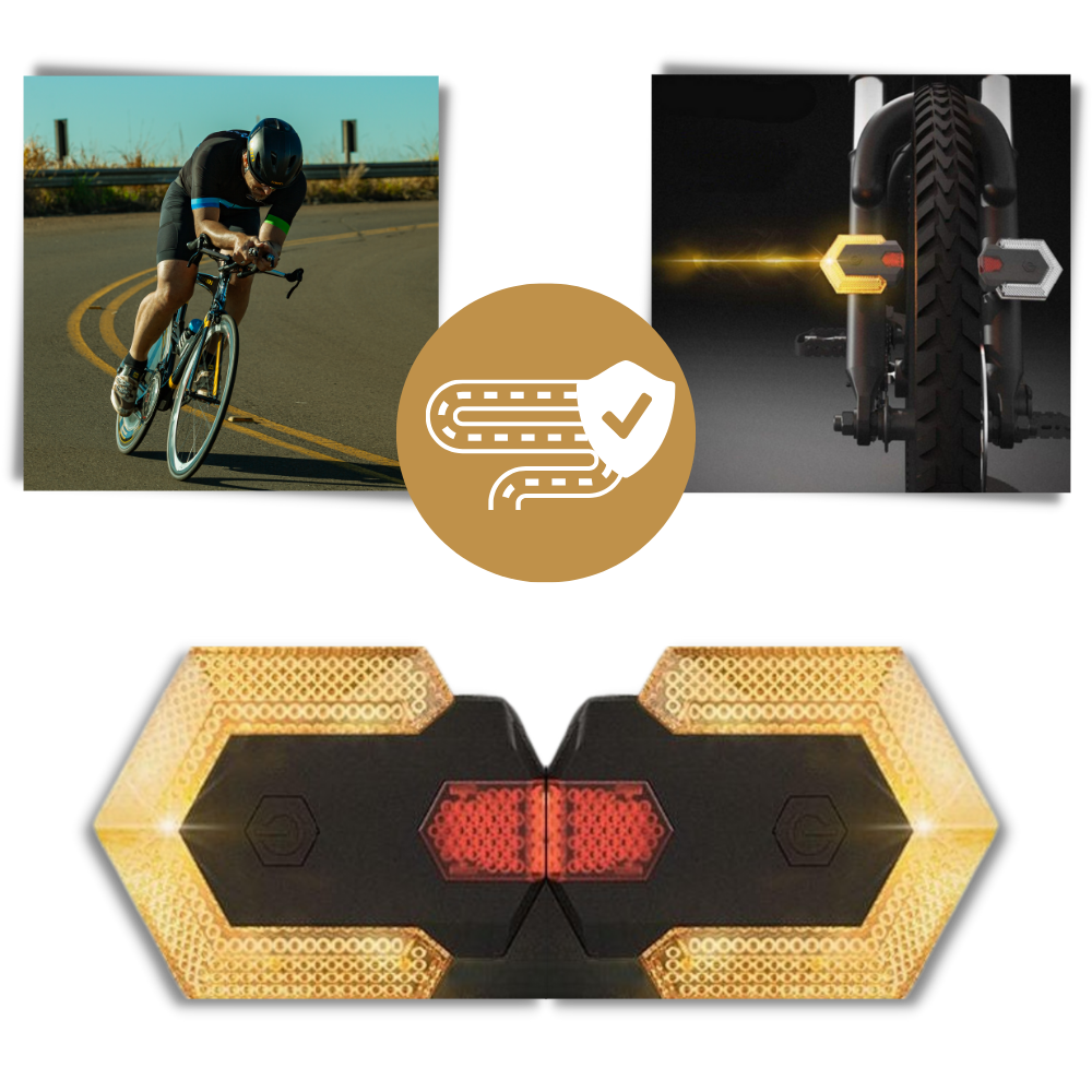 Indicadores luminosos sem fio para bicicletas Stamens, luzes de sinalização de ciclismo para segurança na estrada.
