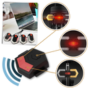 Indicadores de luz sem fio para bicicletas Stamens, visíveis na imagem, com luzes LED para segurança no ciclismo.