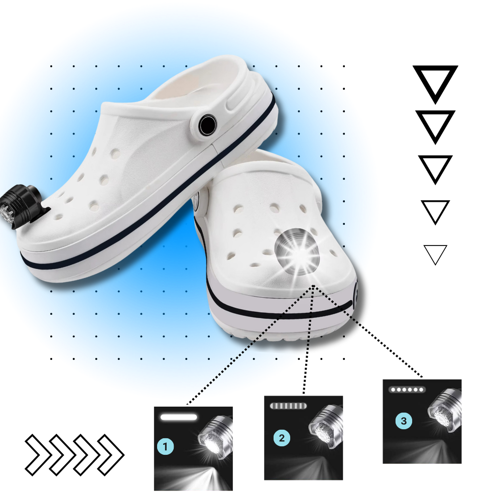 Acessório de luz LED à prova d'água e mãos livres da Wisdom para Crocs, em cor verde, com design compacto e funcional.
