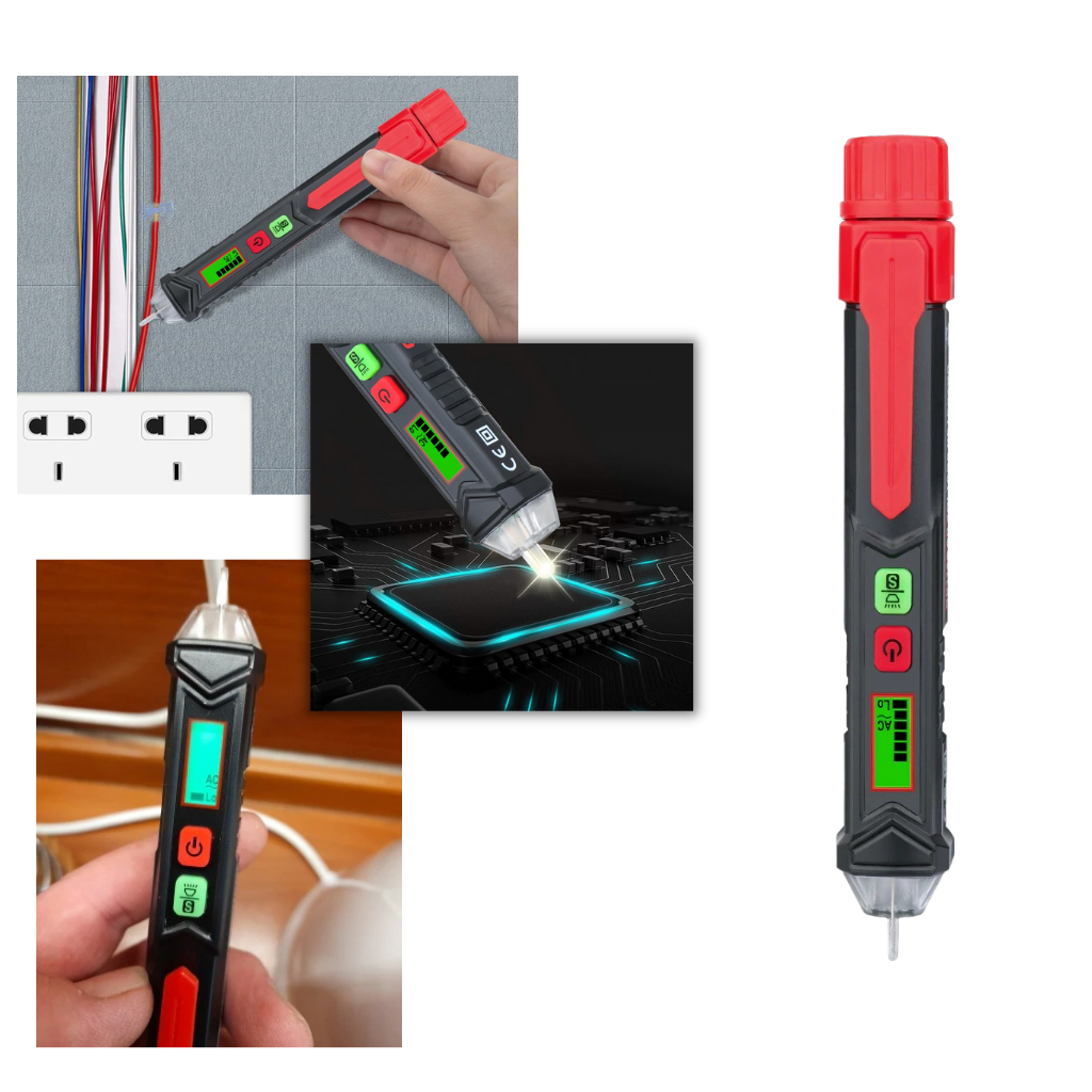 Caneta de medição de tensão Wmtec, ferramenta de medição e detectores, com ponteira e visor para verificar eletricidade.