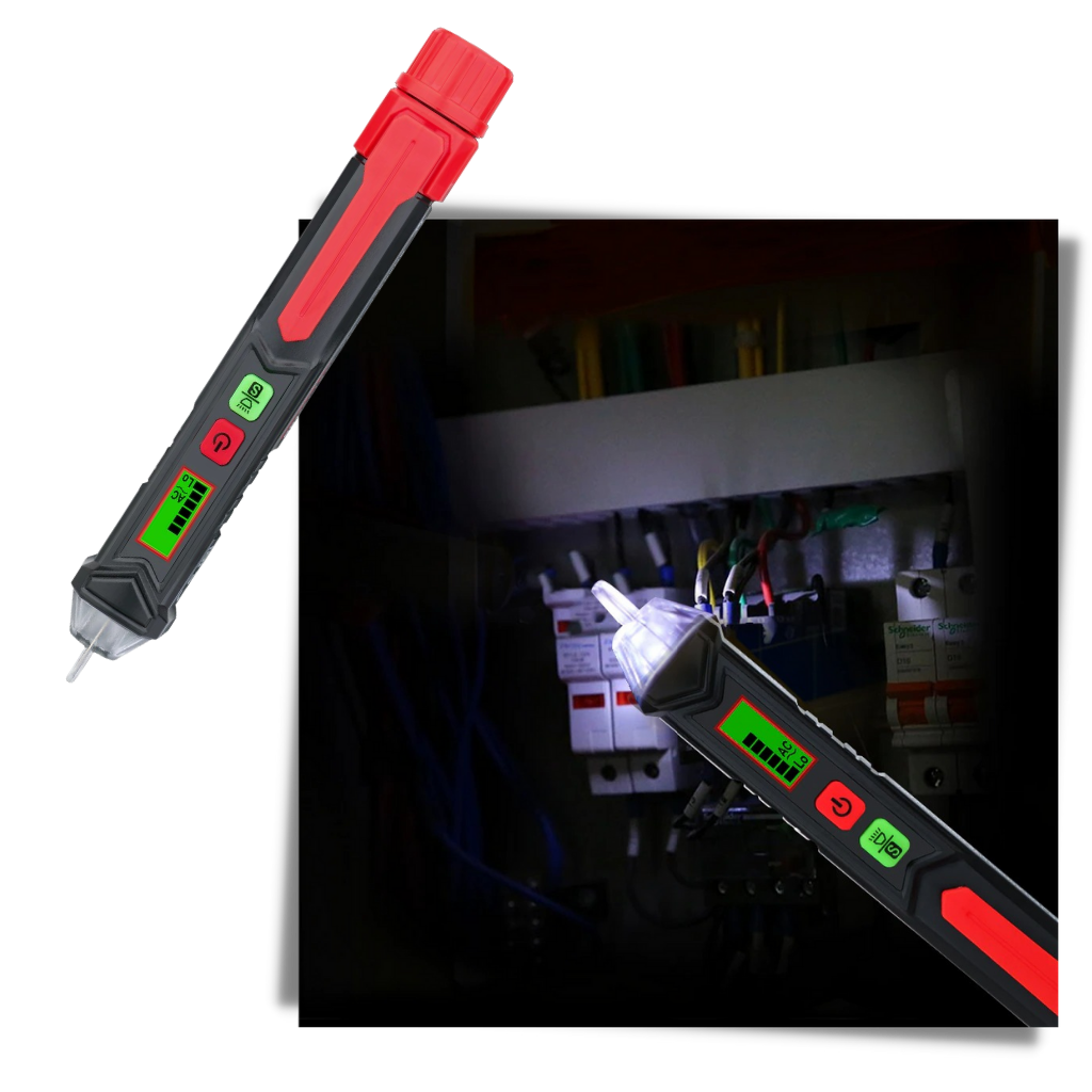 Caneta de medição de tensão Wmtec, ferramenta de medida elétrica com display para verificar níveis de tensão com precisão.
