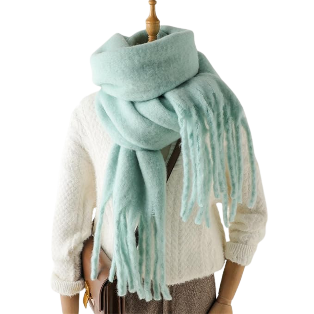 Echarpe feminina Sodial, foulard macaron verde, tecido aconchegante e elegante para o inverno e ocasiões especiais.