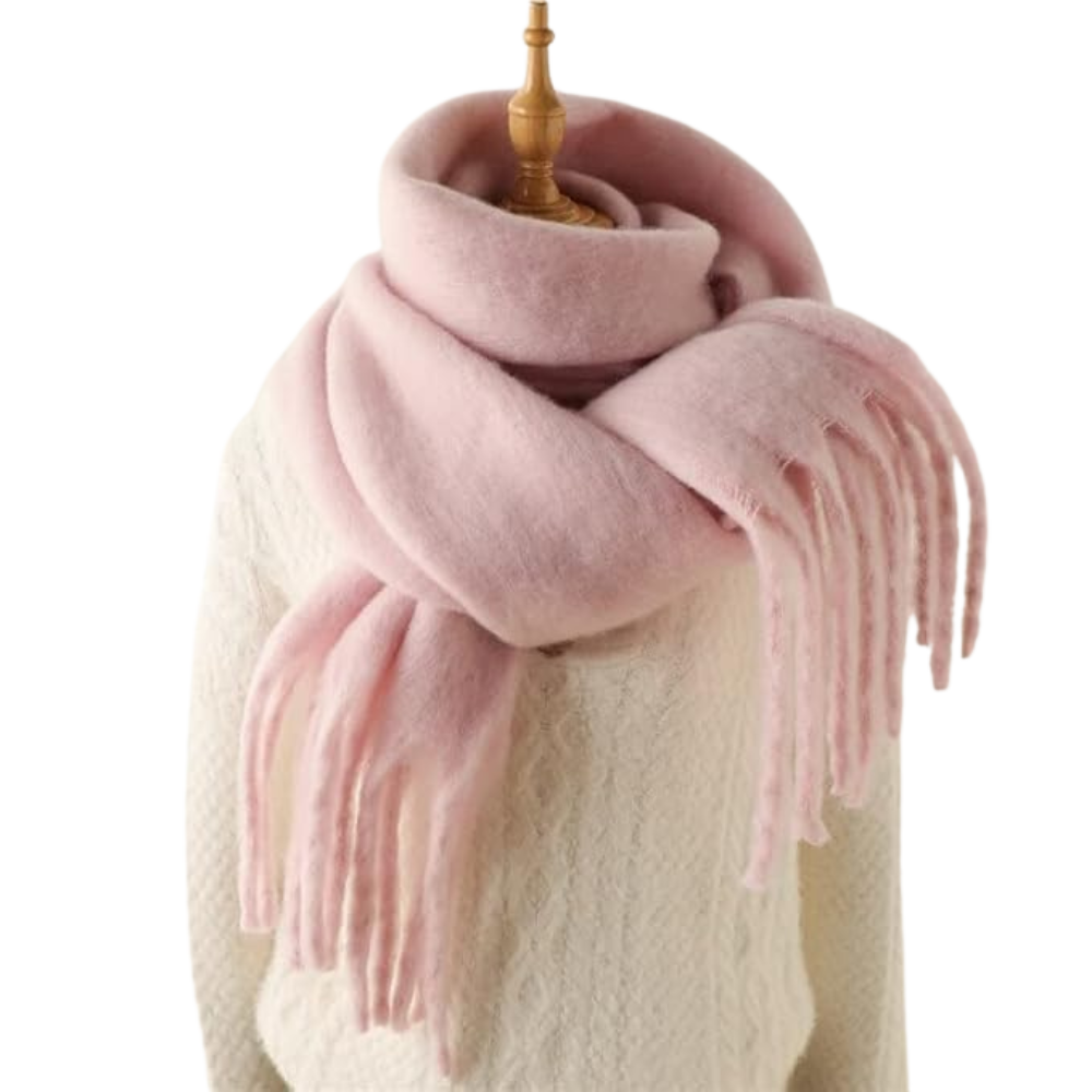 Cachecol feminino Sodial, tecido macio e aconchegante na cor rosa sakura, ideal para looks elegantes e confortáveis.
