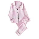 Conjunto de pijama satinado rosa para mulher, roupa de dormir confortável da marca Ouuobag, com tecido suave e elegante.