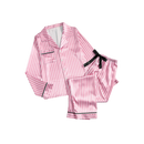 Pijama feminino de seda rosa da Ouuobag, roupa de dormir de tecido satinado e confortável para relaxar.