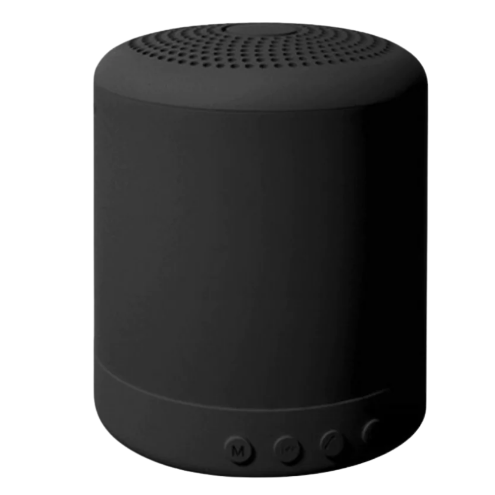 Mini alto-falante Bluetooth Worallymy em rosa, componente de áudio portátil com design compacto e conexão sem fio.