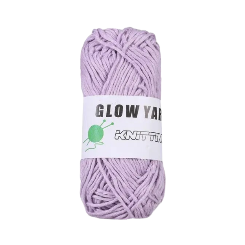 Fio fosforescente colorido da Wovilon para atividades de artesanato, em tom violeta com brilho que ilumina no escuro.