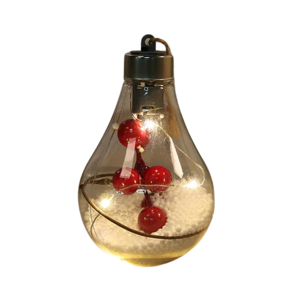 Ampoule Boule de Noël transparente à LED de la marque Wrea, décoration de Noël saisonnière avec lumière LED intégrée.