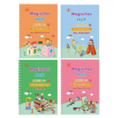 Caderno de escrita apagável com ranhuras da Moonvvin, brinquedo educativo para prática de escrita e leitura.