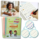Caderno de escrita apagável com ranhuras da Moonvvin, brinquedo educativo para prática de escrita e aprendizagem.