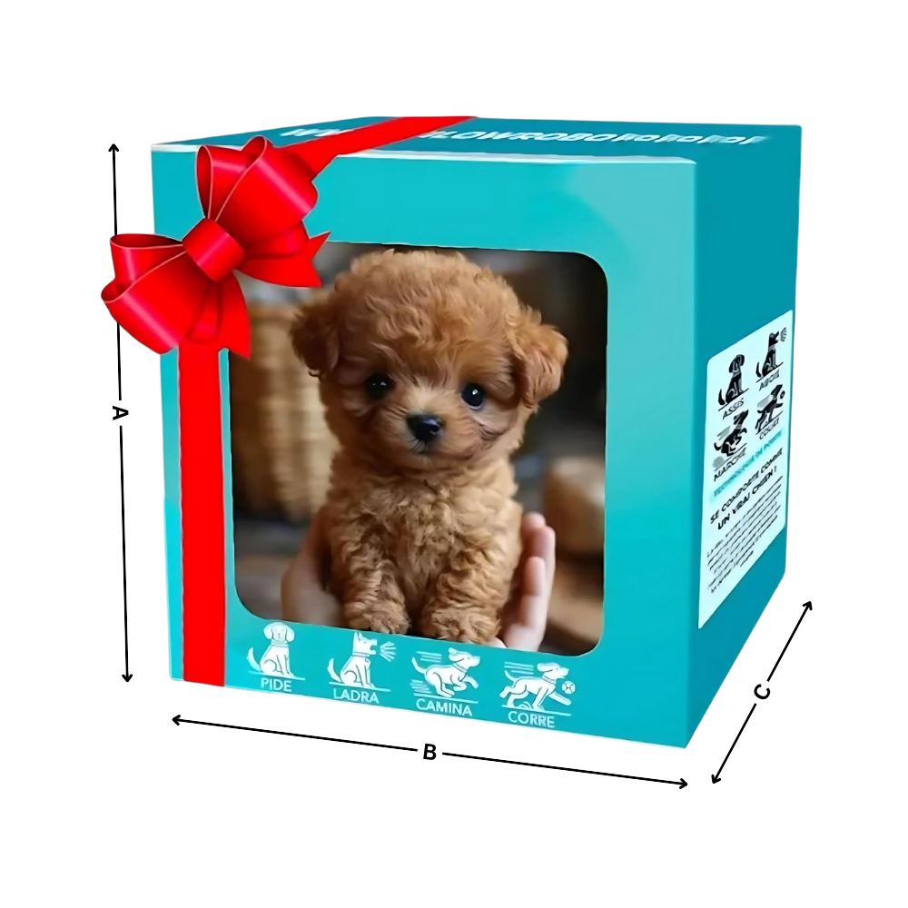 Robô de brinquedo Xanovooo, chaton ou cachorro Shih Tzu em smoking, com aparência adorável e detalhes realistas.