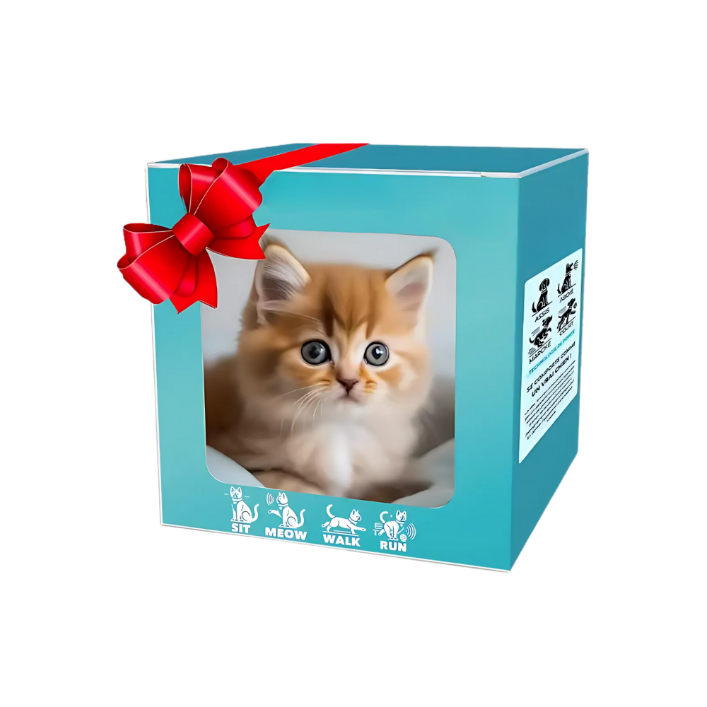 Boneco robô de brinquedo da Xanovooo, cachorro Shih Tzu em smoking, com aparência adorável de robô chaton ou chiot.