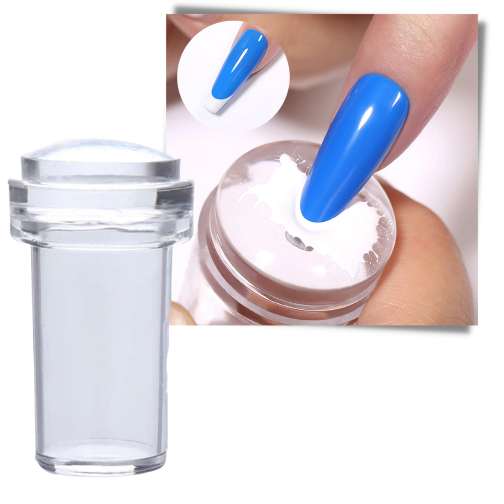 Kit de estamparia em silicone para nail art com grattoir, com detalhes de desenhos e cores vibrantes para decoração de unhas.
