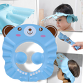 Casqueta de banho azul com estampa de coelho da Xiaocheng, proteção para o banho e orelhas para crianças.
