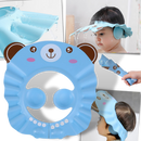 Casqueta de banho azul com estampa de coelho da Xiaocheng, proteção para o banho e orelhas para crianças.