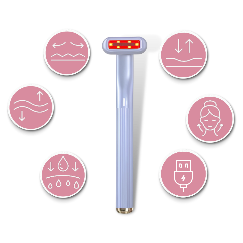Bâton de soin du visage Xiaofu avec lumière rouge, cosmétique pour revitaliser la peau, image montrant le produit en détail