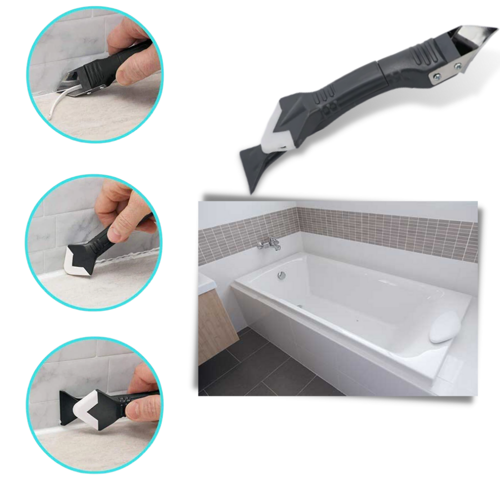 Acessórios de ferramentas Xinrg para calafetagem e raspagem multi-materiais, incluindo espátulas e lâminas para acabamento.