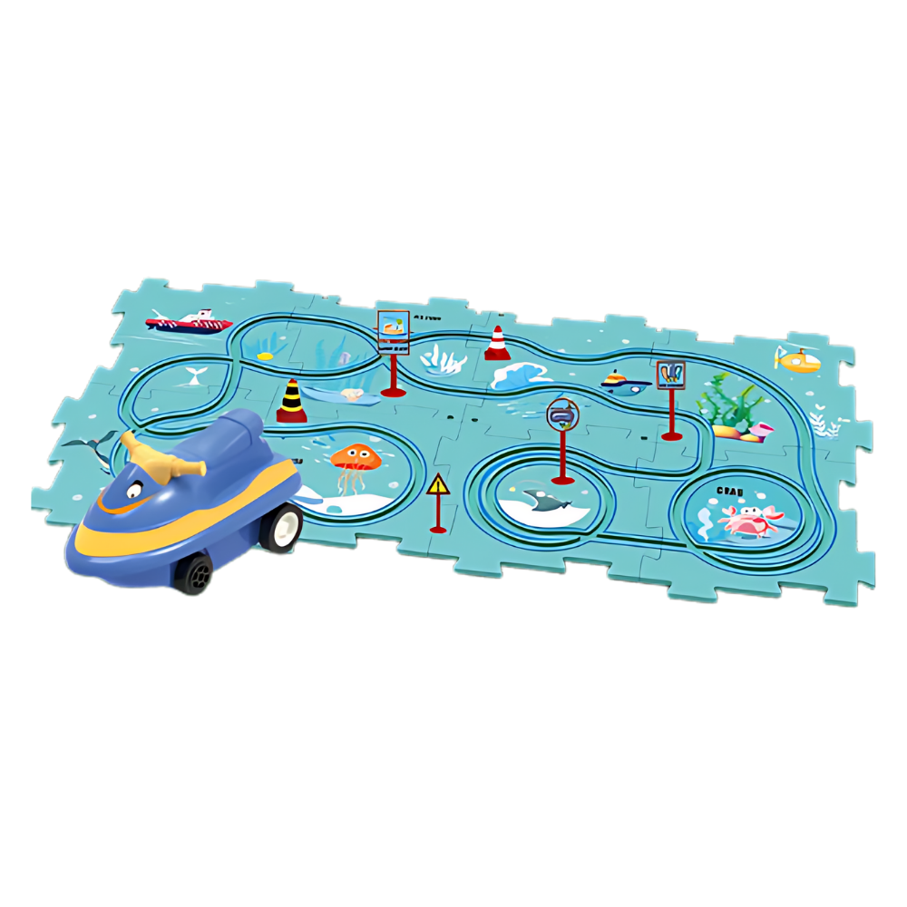 Conjunto de brinquedos educativos Xinyux com pista de corrida para carros elétricos, incluindo cinco peças para diversão e aprendizado