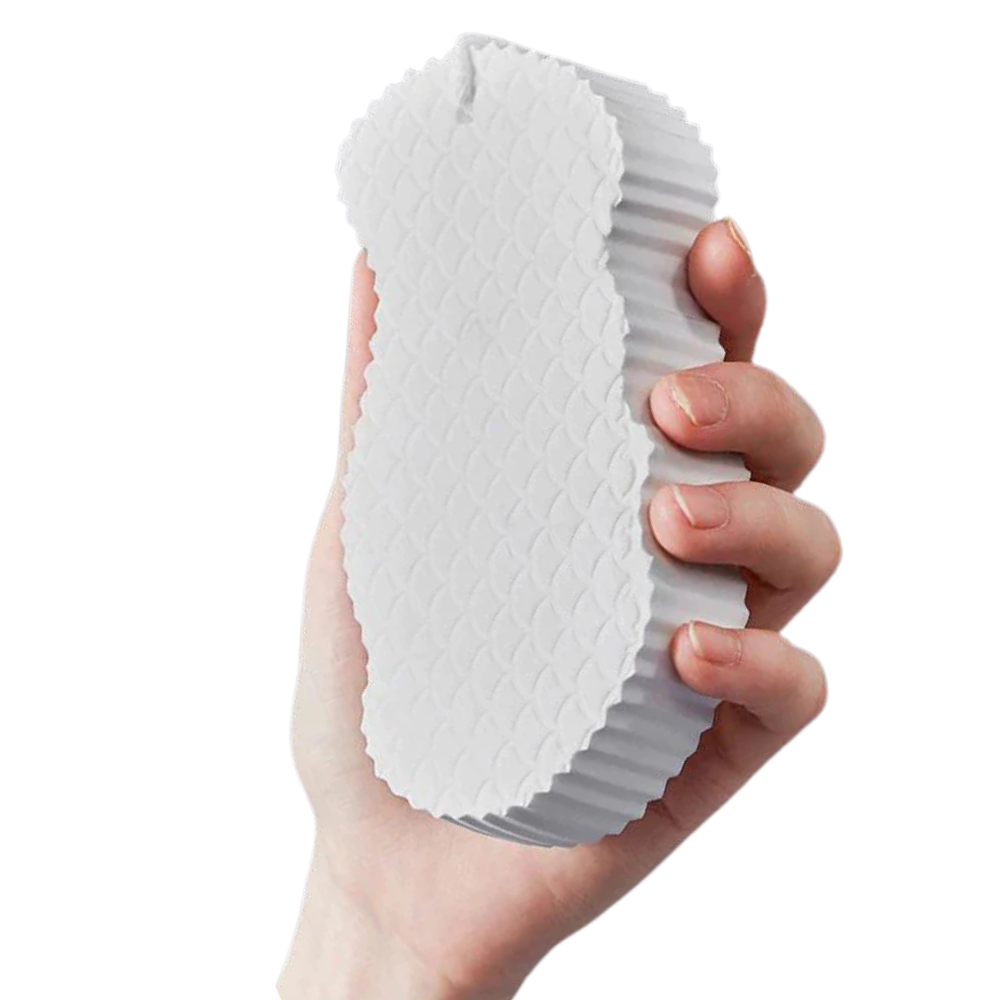Esponja exfoliante suave para o corpo da marca Ybeny, textura macia e eficaz para cuidados com a pele.